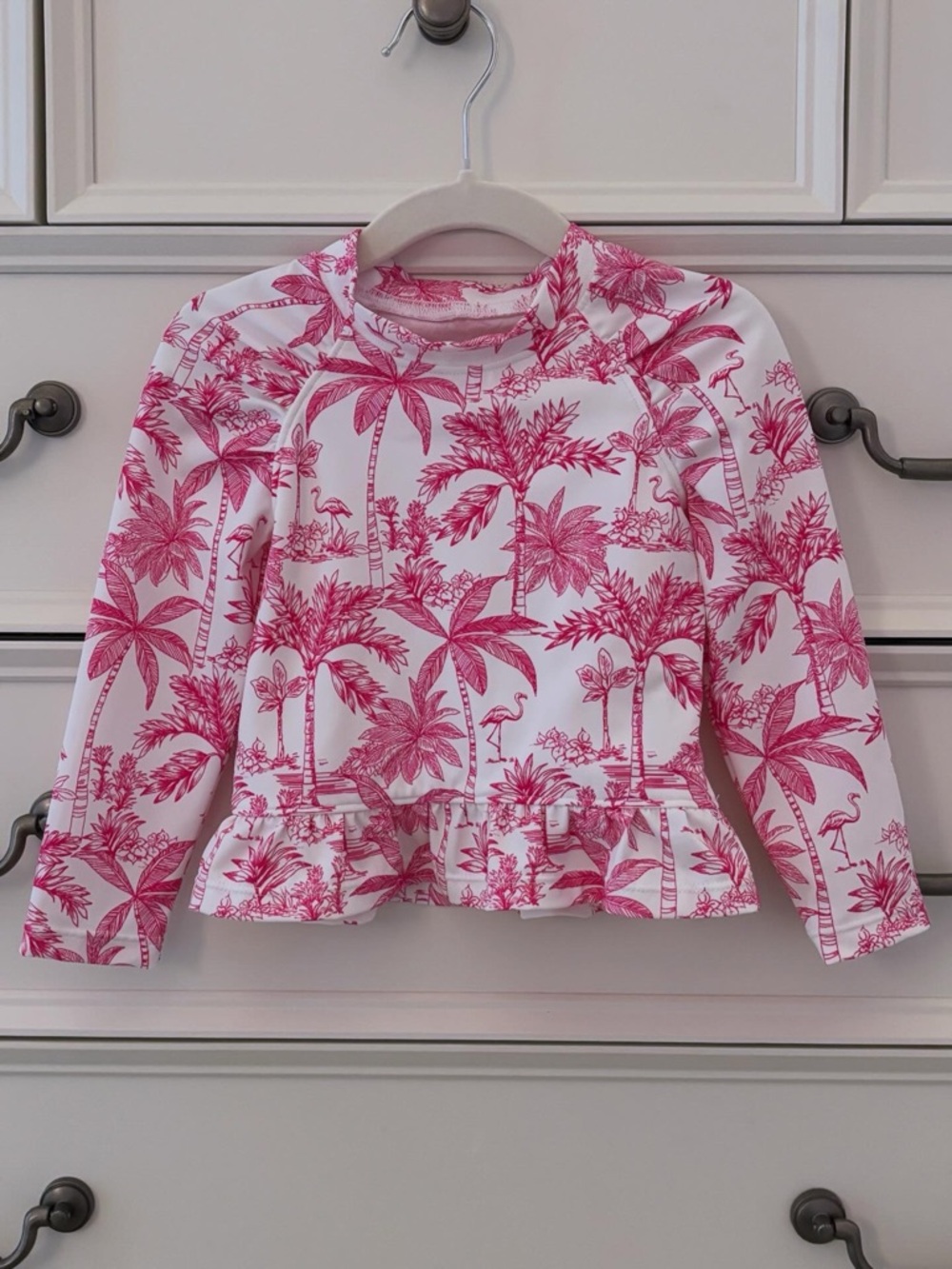 ❌SOLD❌ EUC Janie and Jack Pink Tropical Toile 2 Piece Swimsuit Size 18-24 Months - Picture 2 of 4